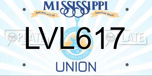 LVL617 Mississippi License Plate