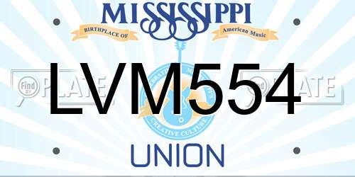 LVM554 Mississippi License Plate