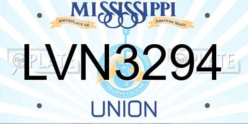 LVN3294 Mississippi License Plate