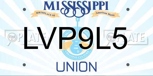 LVP9L5 Mississippi License Plate