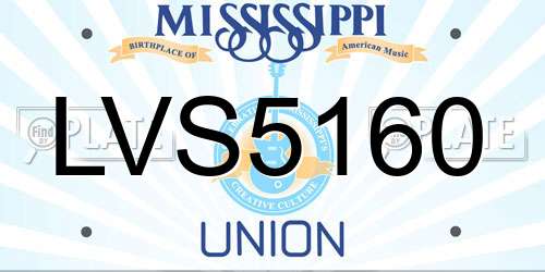 LVS5160 Mississippi License Plate