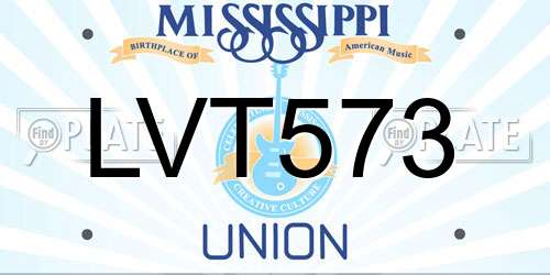 LVT573 Mississippi License Plate