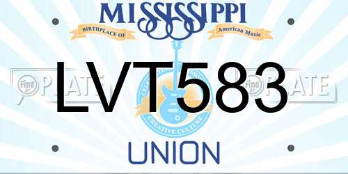 LVT583 Mississippi License Plate