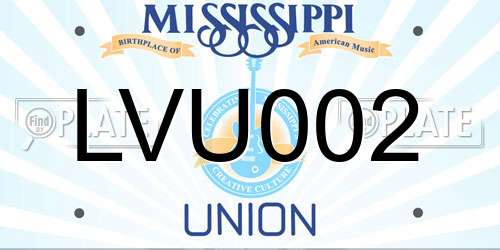 LVU002 Mississippi License Plate