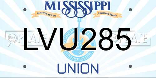 LVU285 Mississippi License Plate