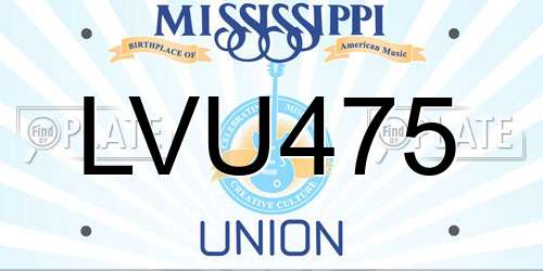 LVU475 Mississippi License Plate