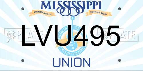 LVU495 Mississippi License Plate