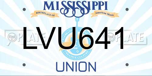 LVU641 Mississippi License Plate