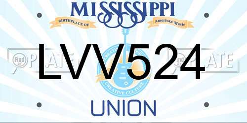 LVV524 Mississippi License Plate