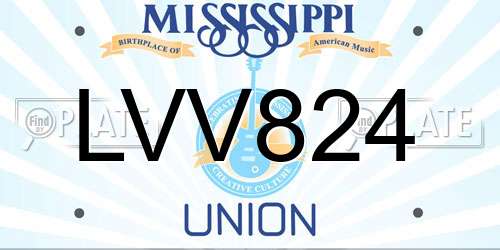 LVV824 Mississippi License Plate