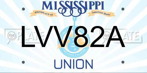 LVV82A Mississippi License Plate