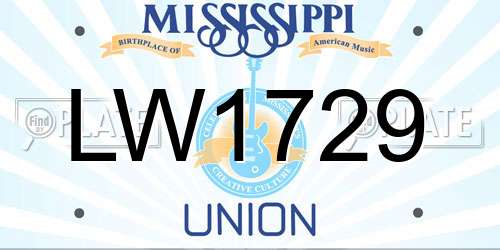 LW1729 Mississippi License Plate