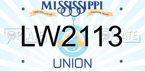 LW2113 Mississippi License Plate