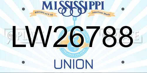 LW26788 Mississippi License Plate