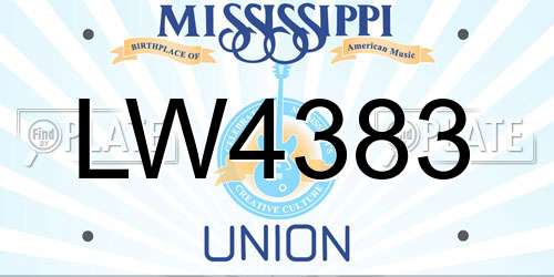 LW4383 Mississippi License Plate