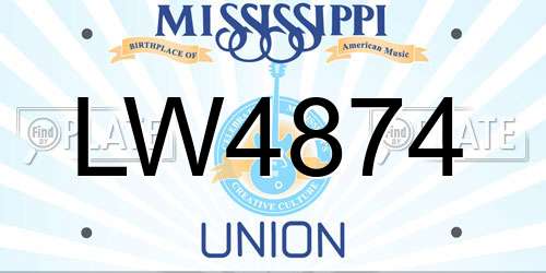 LW4874 Mississippi License Plate