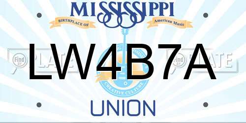 LW4B7A Mississippi License Plate