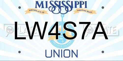 LW4S7A Mississippi License Plate