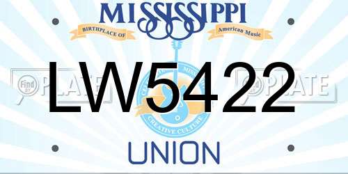 LW5422 Mississippi License Plate