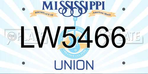 LW5466 Mississippi License Plate