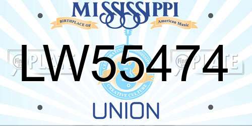 LW55474 Mississippi License Plate