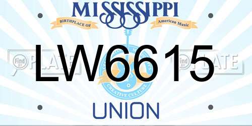LW6615 Mississippi License Plate