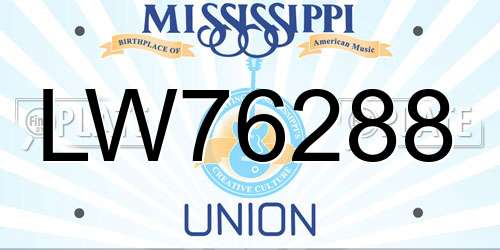 LW76288 Mississippi License Plate