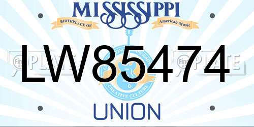 LW85474 Mississippi License Plate