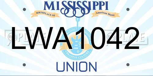 LWA1042 Mississippi License Plate