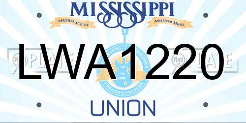 LWA1220 Mississippi License Plate