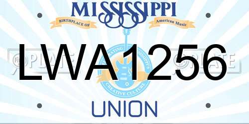 LWA1256 Mississippi License Plate