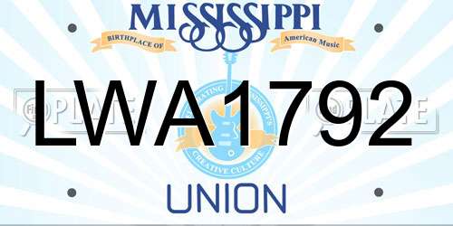 LWA1792 Mississippi License Plate