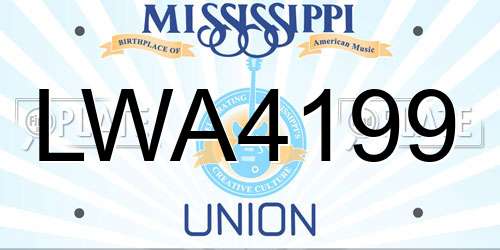 LWA4199 Mississippi License Plate