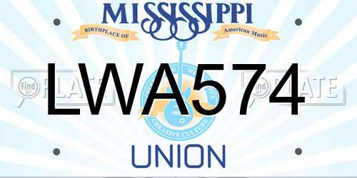 LWA574 Mississippi License Plate