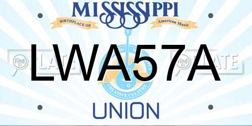 LWA57A Mississippi License Plate