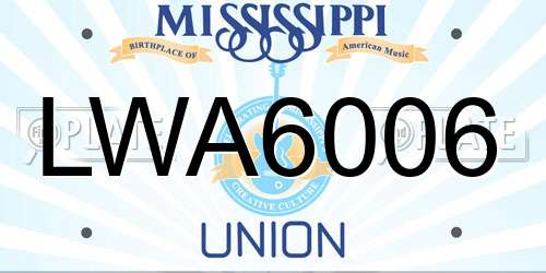LWA6006 Mississippi License Plate