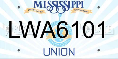 LWA6101 Mississippi License Plate