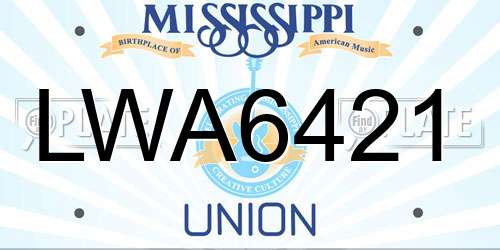 LWA6421 Mississippi License Plate