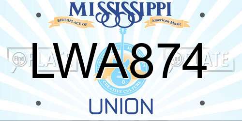 LWA874 Mississippi License Plate