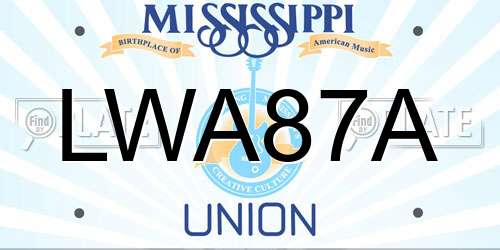 LWA87A Mississippi License Plate