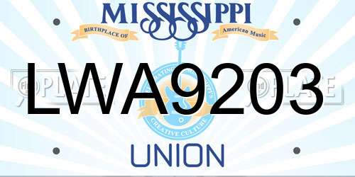 LWA9203 Mississippi License Plate