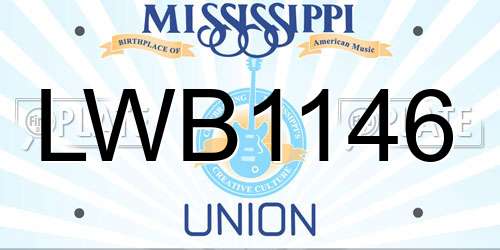 LWB1146 Mississippi License Plate