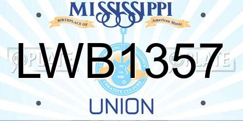 LWB1357 Mississippi License Plate