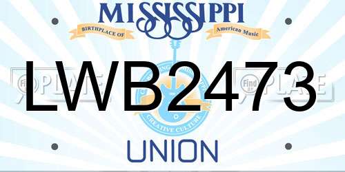 LWB2473 Mississippi License Plate