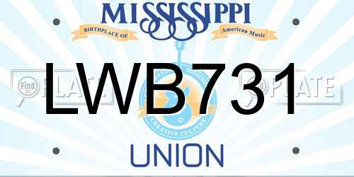 LWB731 Mississippi License Plate
