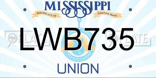 LWB735 Mississippi License Plate
