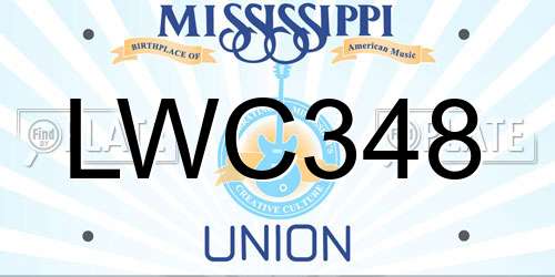 LWC348 Mississippi License Plate
