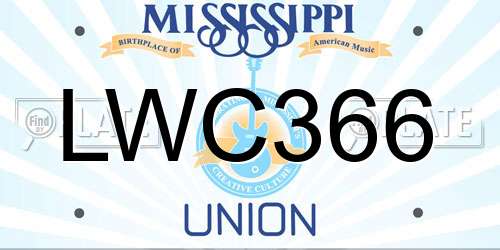 LWC366 Mississippi License Plate