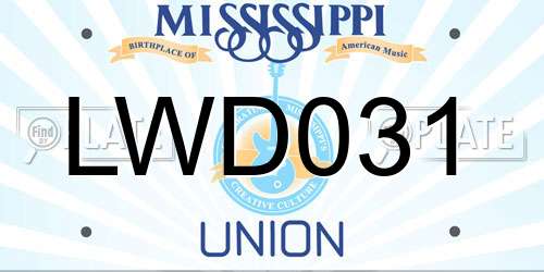LWD031 Mississippi License Plate