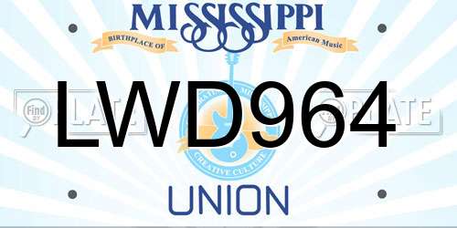 LWD964 Mississippi License Plate